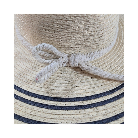 Elegant Chaps Tan and Navy Blue Wide Brim Hat - Picture 9 of 10